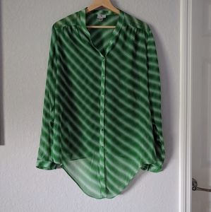 Worthington Green Button Down Sheer Shirt